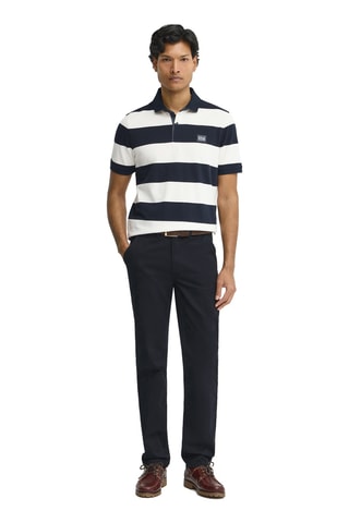 Polo loose - Bleu marine et écru