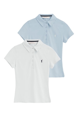 2 polos slim - Ciel et blanc