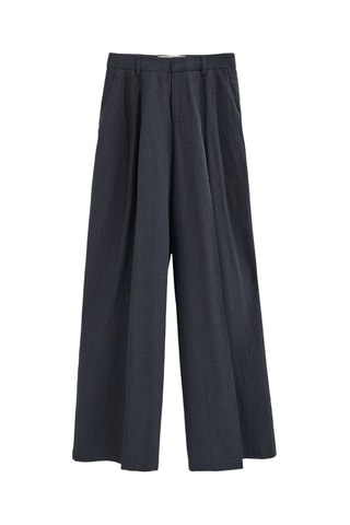 Pantalon relaxed en lin - Bleu marine