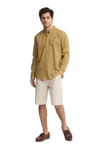 Chemise regular en lin - Kaki