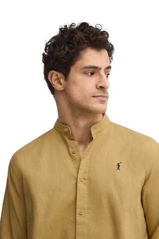 Chemise regular en lin - Kaki