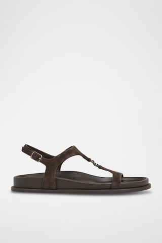 Sandales en cuir de chèvre nubuck - Marron