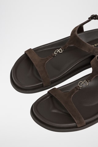 Sandales en cuir de chèvre nubuck - Marron