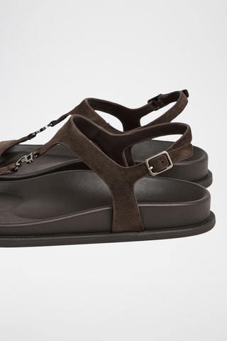 Sandales en cuir de chèvre nubuck - Marron