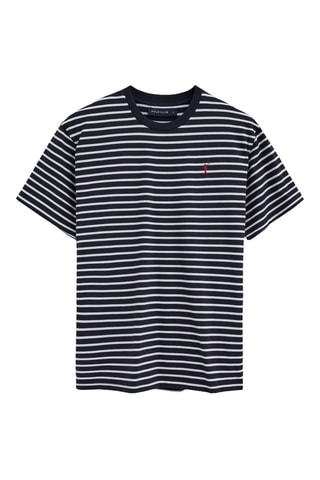 T-shirt loose - Bleu marine et écru