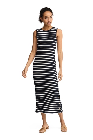 Robe droite regular sans manches - Bleu marine et blanc