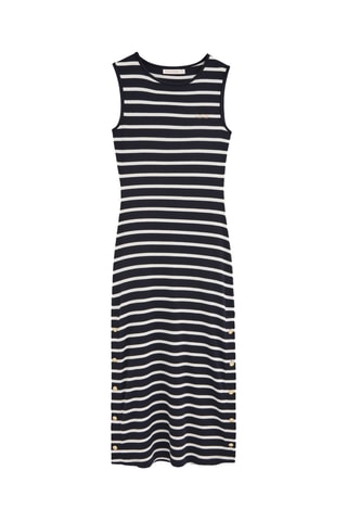 Robe droite regular sans manches - Bleu marine et blanc