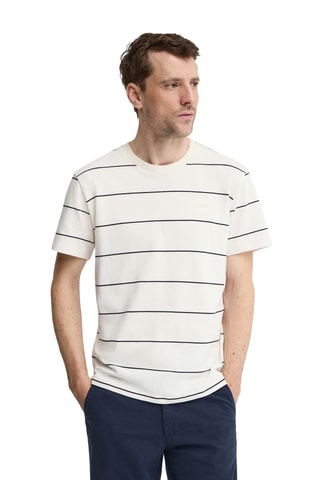 T-shirt loose - Écru et bleu marine