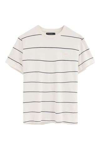 T-shirt loose - Écru et bleu marine