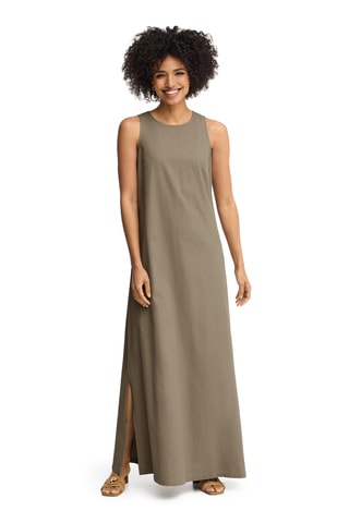 Robe trapèze en lin sans manches - Kaki