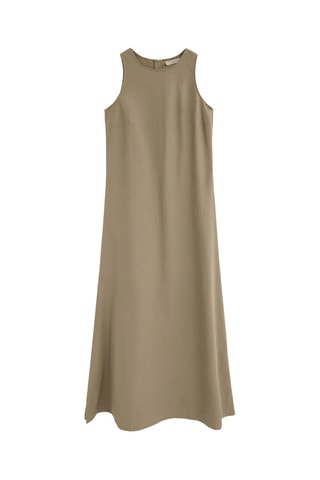 Robe trapèze en lin sans manches - Kaki