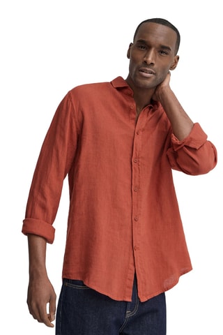 Chemise regular en lin - Rouge