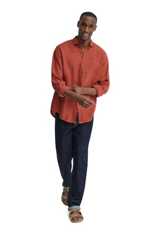Chemise regular en lin - Rouge