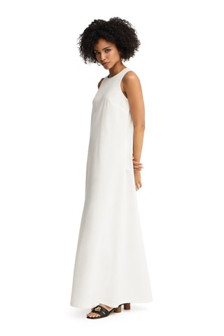 Robe longue regular en lin sans manches - Blanc