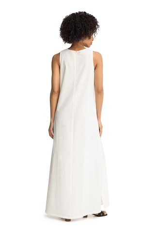 Robe longue regular en lin sans manches - Blanc