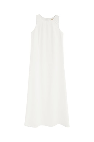 Robe longue regular en lin sans manches - Blanc