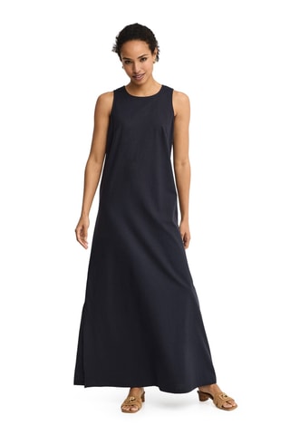 Robe longue en lin sans manches - Bleu marine