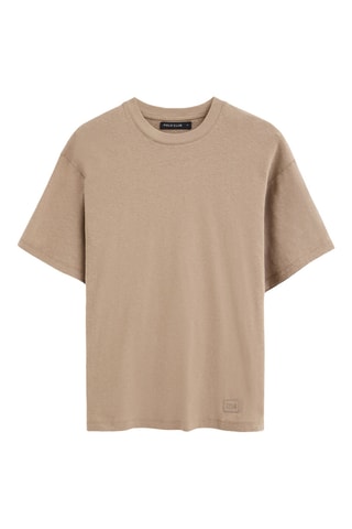 T-shirt loose en lin - Marron clair
