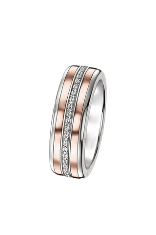 Bague - Argent et plaqué or rose et diamant