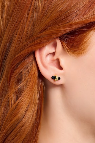 Puces - Plaqué or jaune et onyx