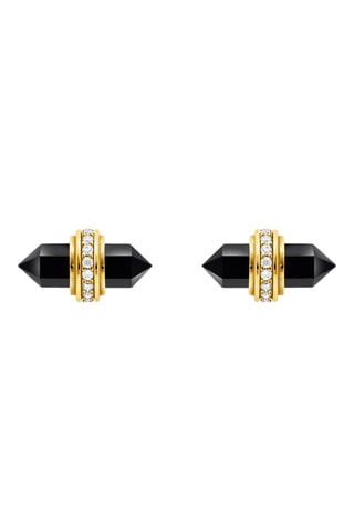 Puces - Plaqué or jaune et onyx