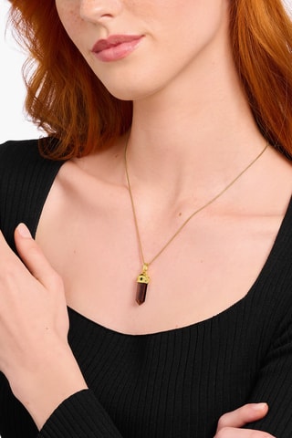 Pendentif - Plaqué or jaune et œil-de-tigre