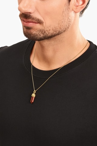 Pendentif - Plaqué or jaune et œil-de-tigre