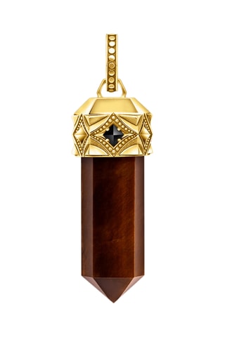 Pendentif - Plaqué or jaune et œil-de-tigre