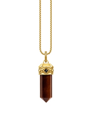 Pendentif - Plaqué or jaune et œil-de-tigre
