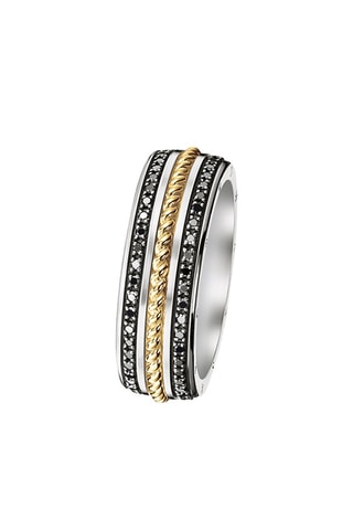 Bague - Argent, diamant et plaqué or jaune