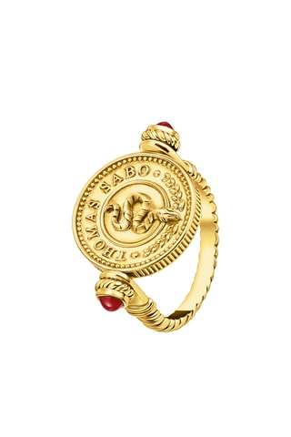 Bague - Plaqué or jaune et onyx