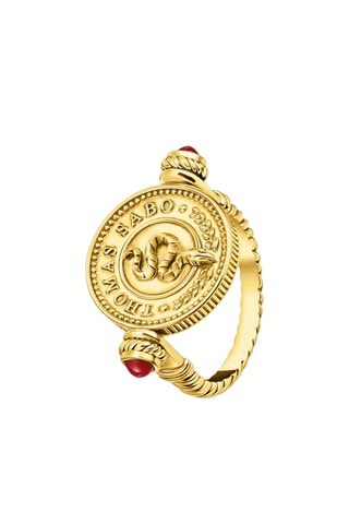 Bague - Plaqué or jaune et onyx