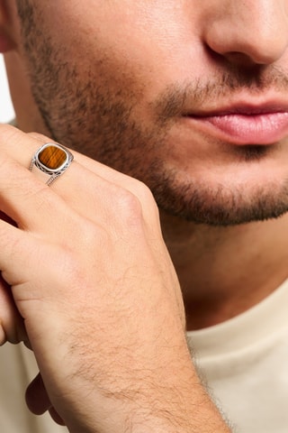 Bague - Argent et œil-de-tigre