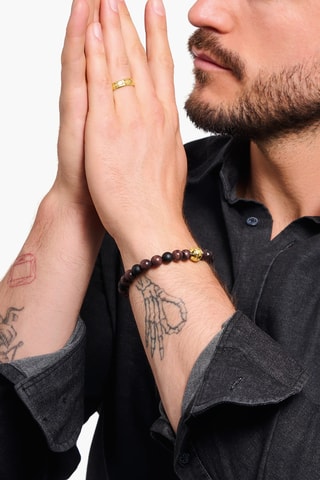 Bracelet - Plaqué or jaune et obsidiennes