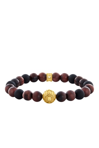Bracelet - Plaqué or jaune et obsidiennes