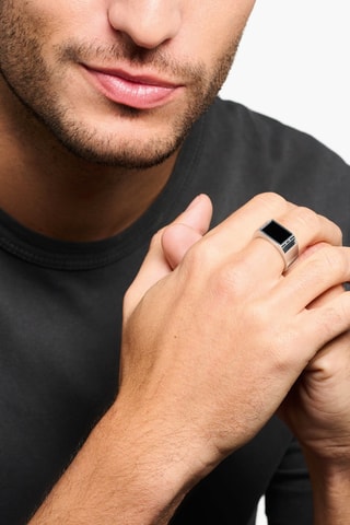 Bague - Argent et onyx
