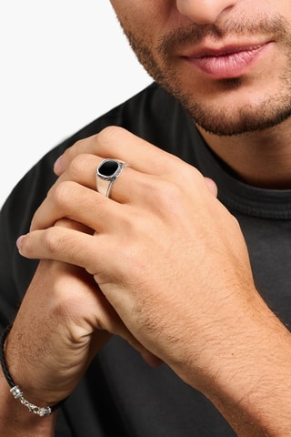 Bague - Argent et onyx