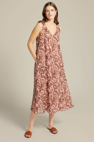 Vestido midi de ramio - Blanco
