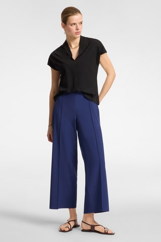 Pantalón recto 7/8 de tiro alto - Azul
