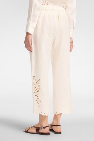 Pantalón 7/8 de tiro alto de lino - Blanco