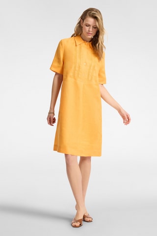 Vestido recto de lino - Naranja