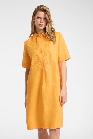 Vestido recto de lino - Naranja