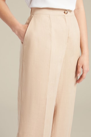 Pantalón regular fit de lino - Beige