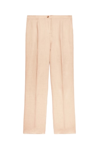 Pantalón regular fit de lino - Beige