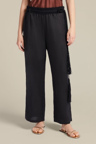 Pantalón recto de lino - Negro