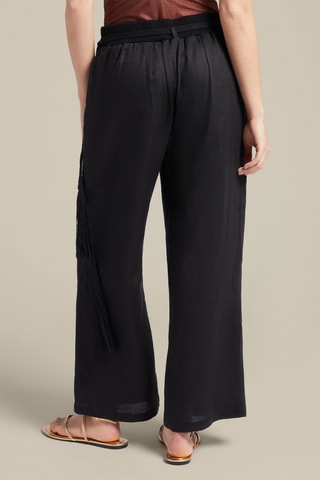 Pantalón recto de lino - Negro