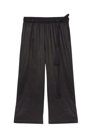 Pantalón recto de lino - Negro
