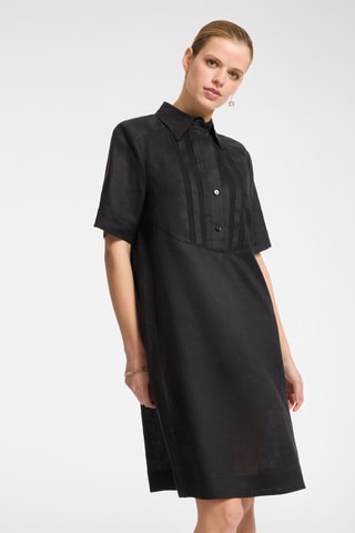 Vestido recto de lino - Negro