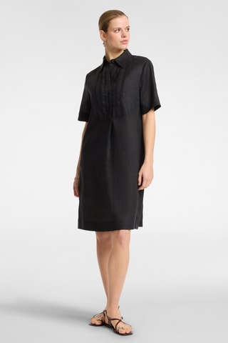 Vestido recto de lino - Negro