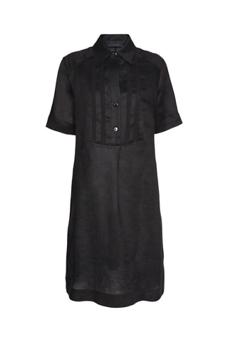 Vestido recto de lino - Negro